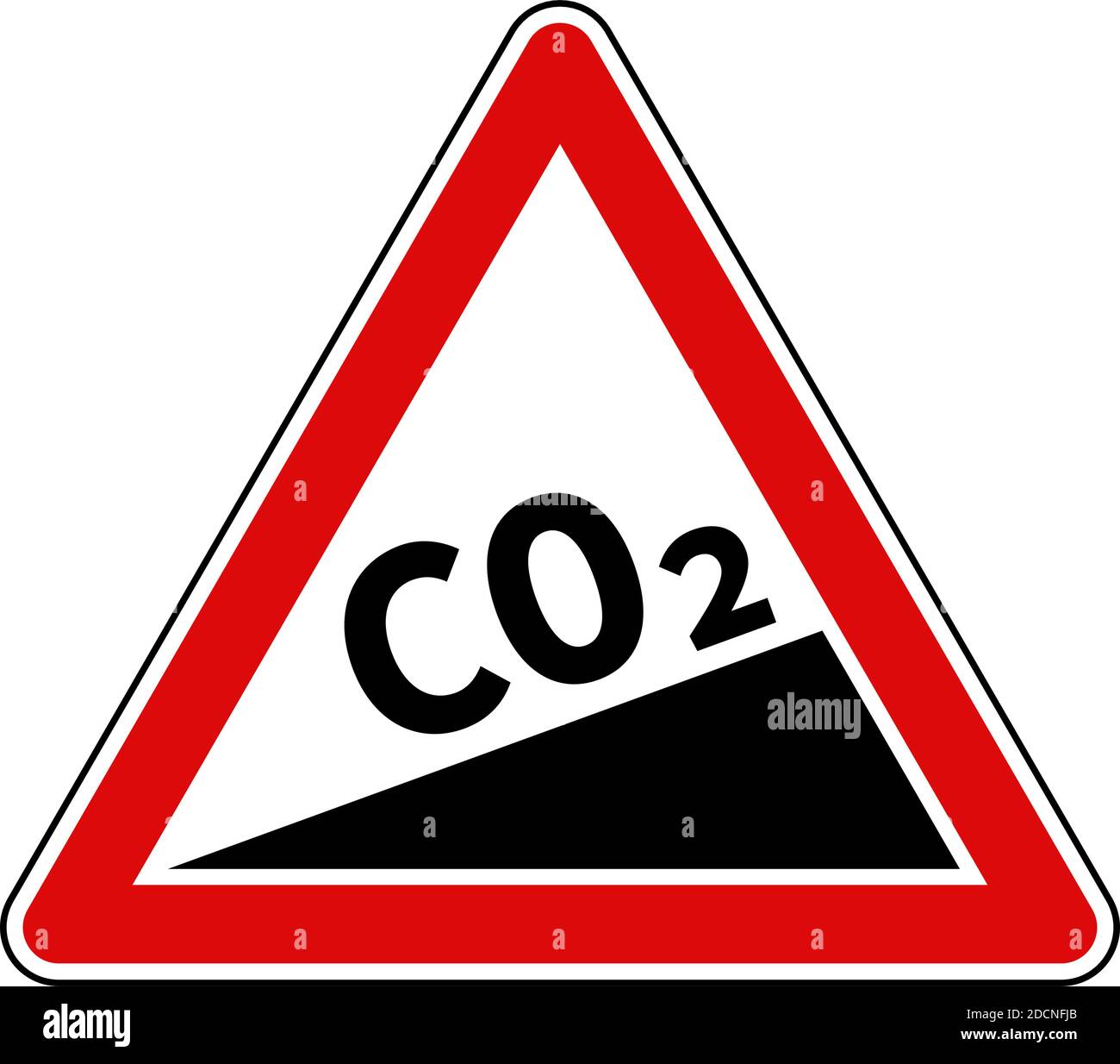 CO2 emission rising sign red triangular shape vector illustration Stock Vector