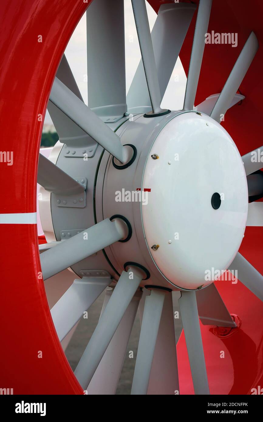 A close up picture of the rotor blades of a helicopter Stock Photo Alamy