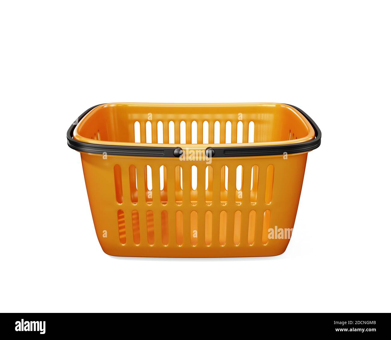 3d illustration of side view yellow shopping basket isolated on white background Stock Photo