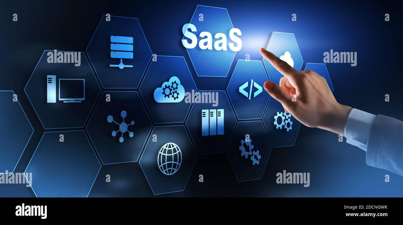 SaaS, Software as a Service. Internet and networking Technology concept. Stock Photo