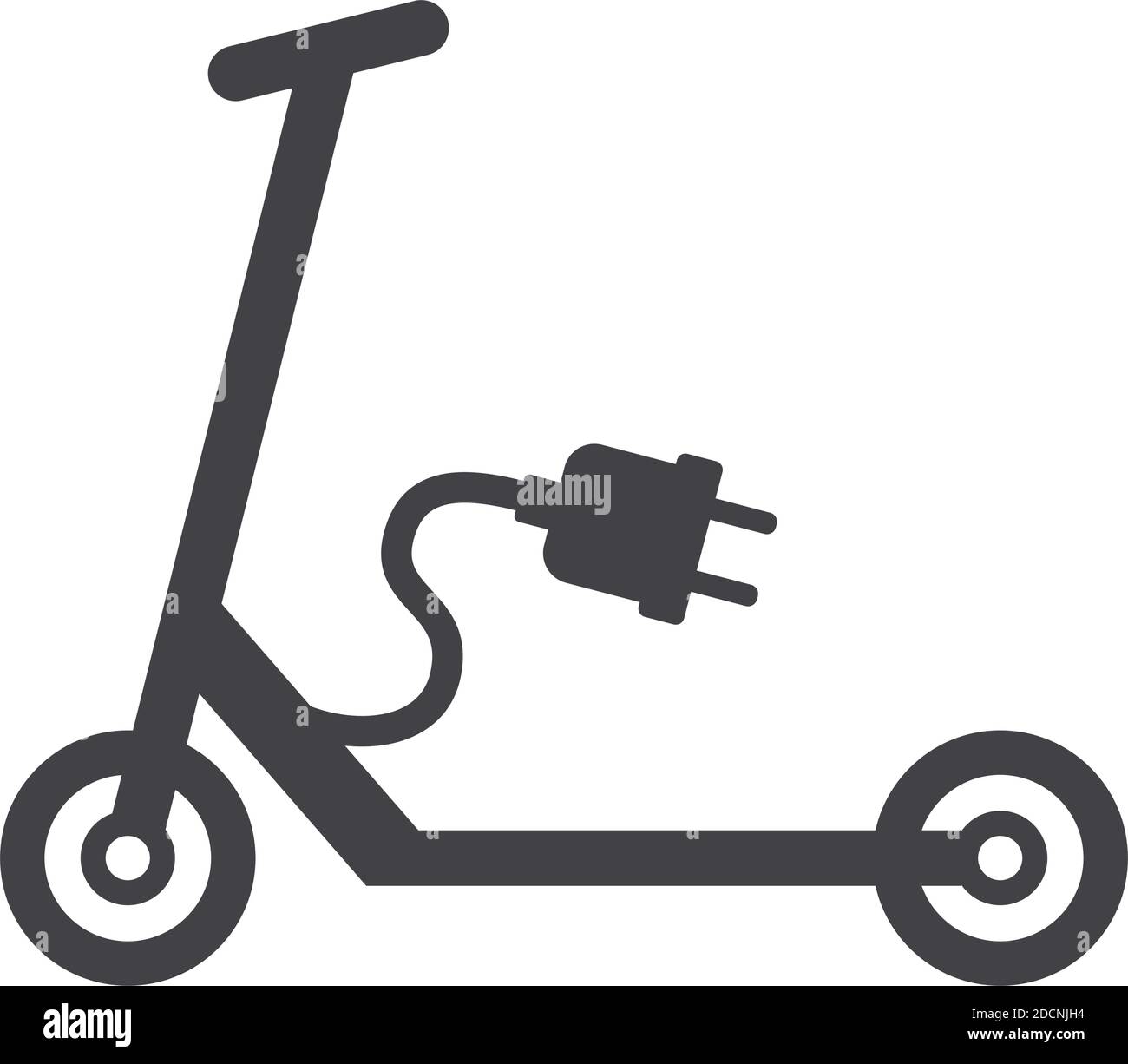 Electric scooter with power plug symbol or icon grey vector illustration Stock Vector