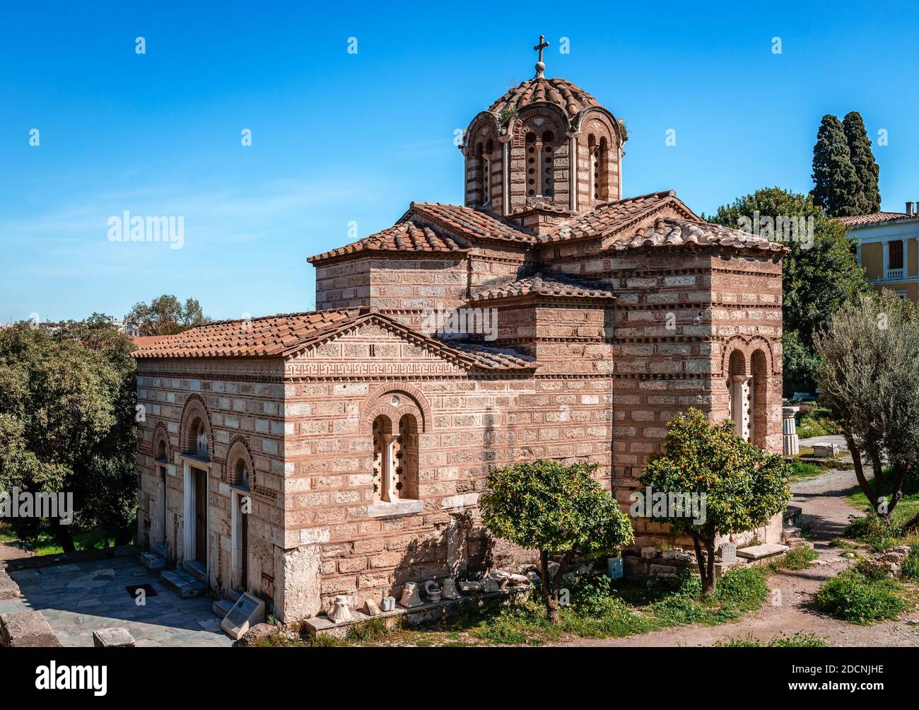 The Church of the Holy Apostles (aka Holy Apostles of Solaki), located in the Ancient Agora of Athens, Greece and dated around the late 10th century. Stock Photo