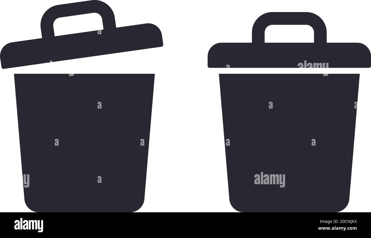 Trashcan garbage icon or symbol flat design icon vector illustration Stock Vector