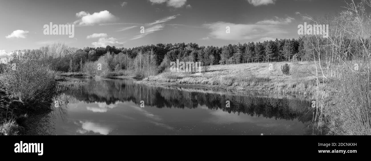 Man made lake at a nature reserve in Nottinghamshire, England, UK Stock Photo
