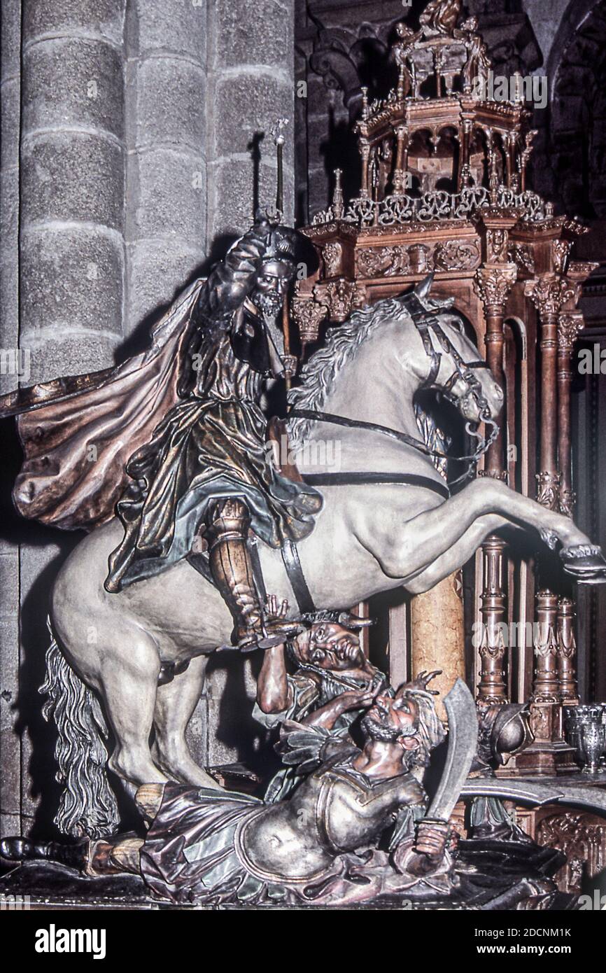 Statue of Santiago Matamoros in the Cathedral of Santiago de Compostela, Galicia Spain, Europe Stock Photo