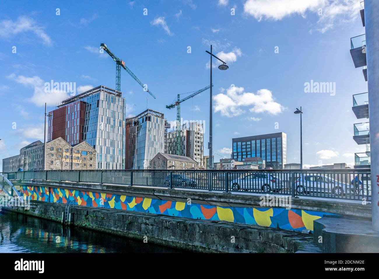 Googles new office/apartment complex taking shape on the Boland’s Mills site Grand Canal Dock in Dublin Ireland. Stock Photo