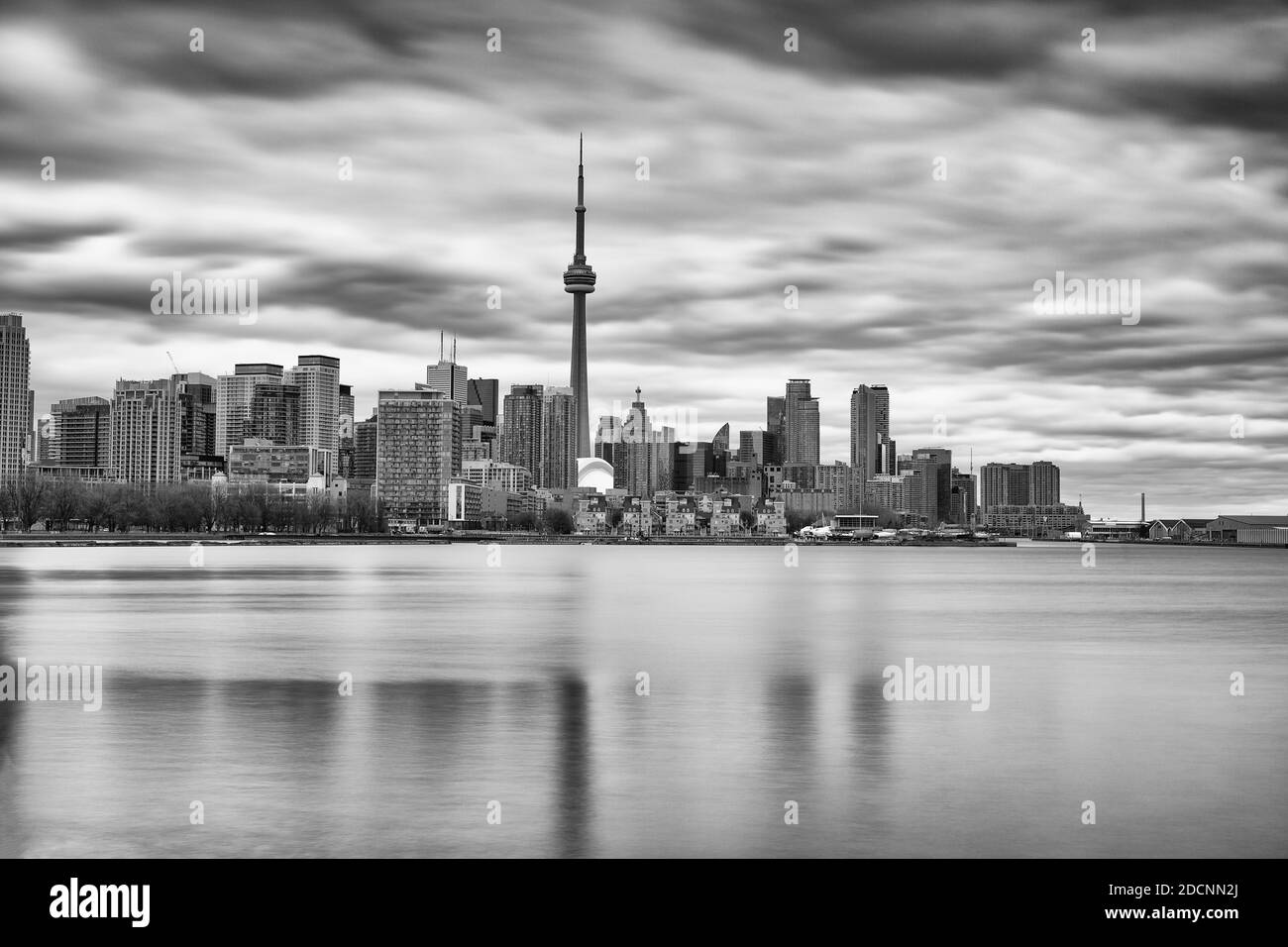 Black and white image of Toronto skyline. Toronto Ontario Canada Stock Photo