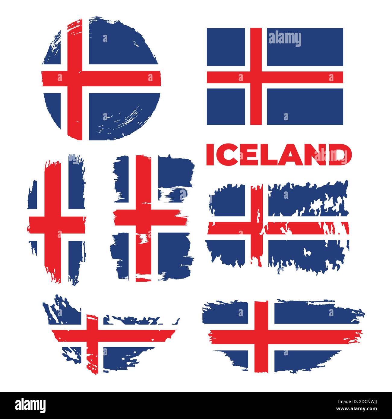 Iceland flag vector icon in brushstroke texture on white background Stock Vector