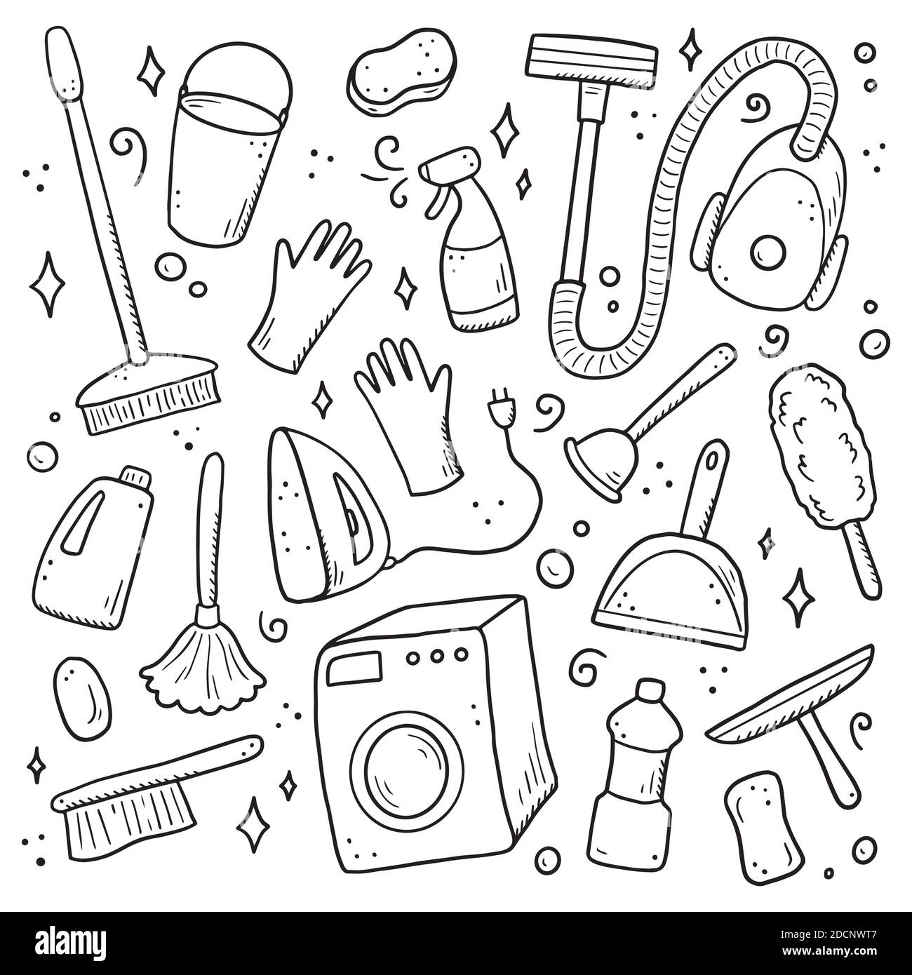 https://c8.alamy.com/comp/2DCNWT7/hand-drawn-set-of-cleaning-equipments-sponge-vacuum-spray-broom-bucket-comic-doodle-sketch-style-clean-element-drawn-by-digital-brush-pen-illustration-for-icon-frame-background-2DCNWT7.jpg