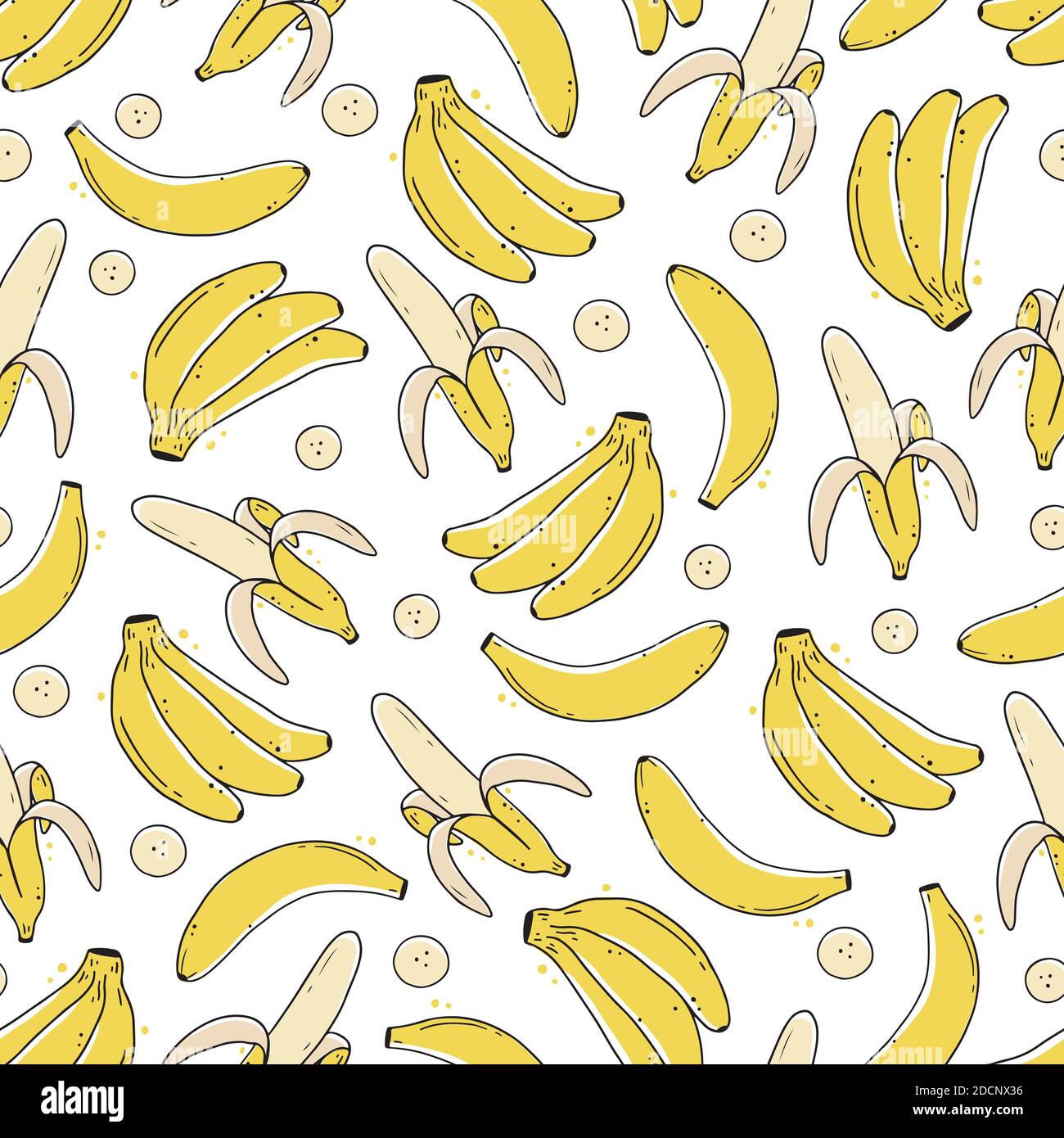 Seamless pattern of hand drawn banana fruit. Doodle sketch line style  illustration for background, fabric, wallpaper design Stock Vector Image &  Art - Alamy
