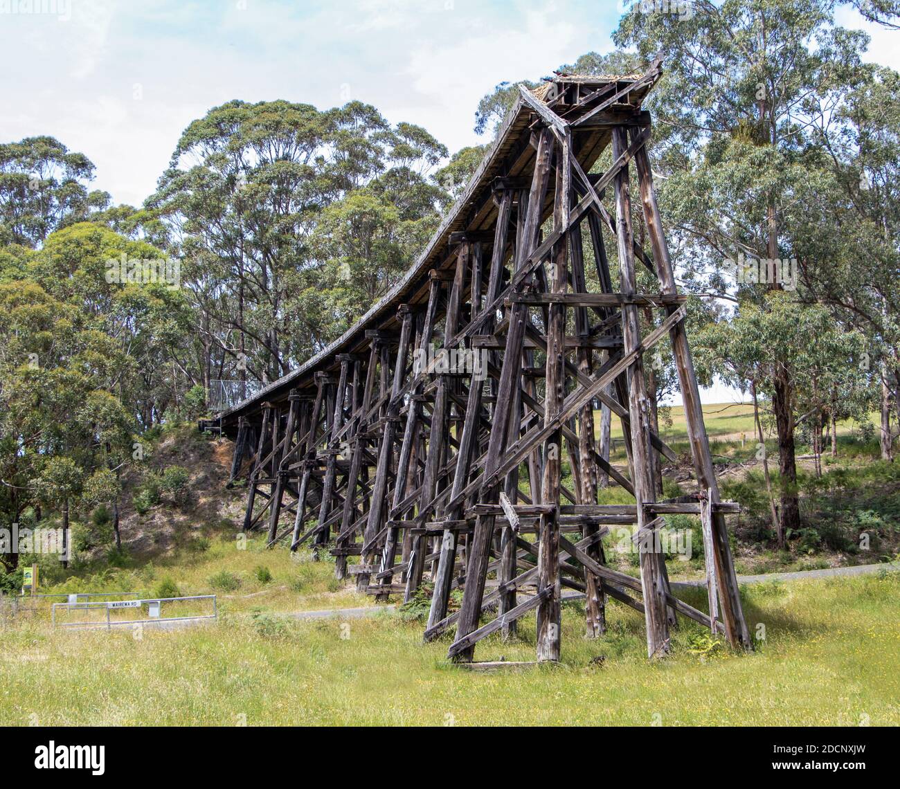 Wooden trestle bridge on the Orbost line, Australia Stock Photo Alamy