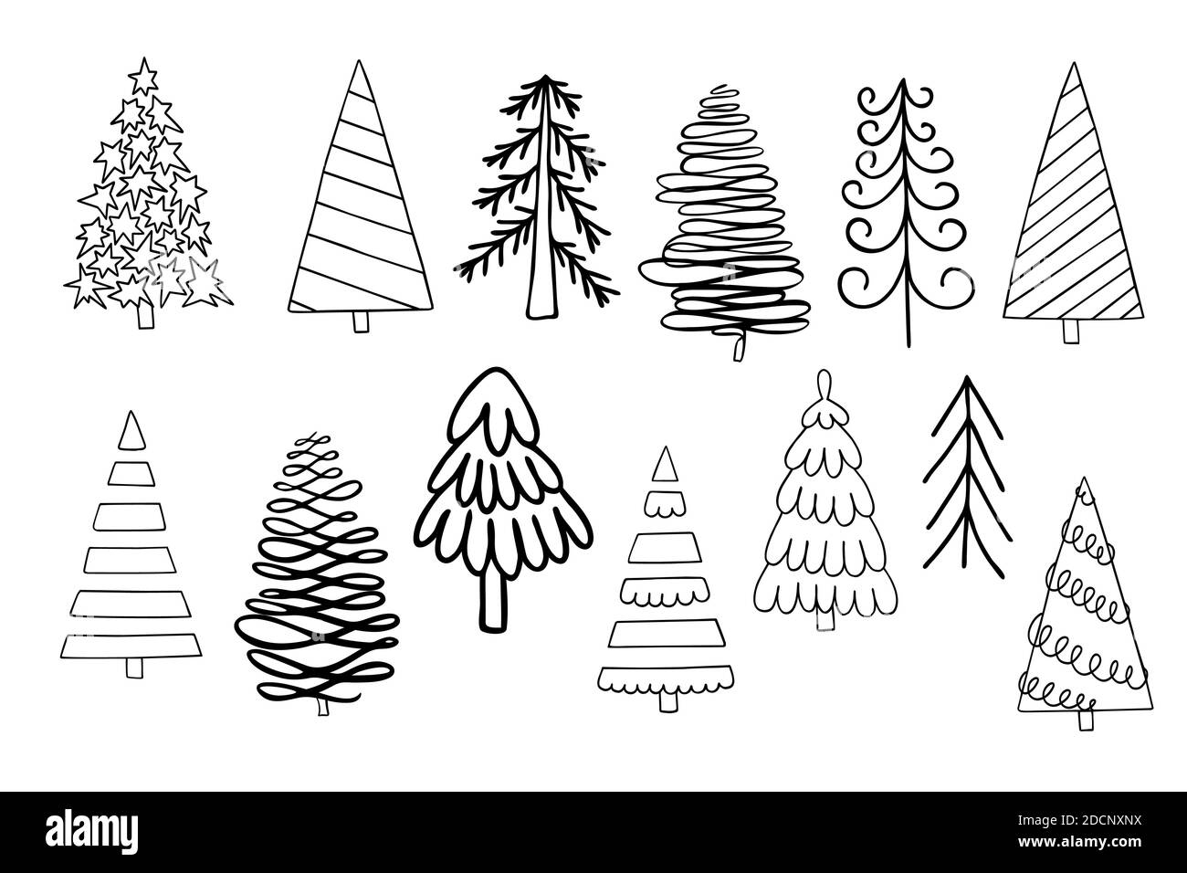 https://c8.alamy.com/comp/2DCNXNX/simple-christmas-tree-hand-drawn-in-doodle-style-minimalist-vector-outline-illustration-winter-holiday-decor-happy-holidays-celebration-family-gatherings-celebration-symbol-festive-mood-pattern-2DCNXNX.jpg