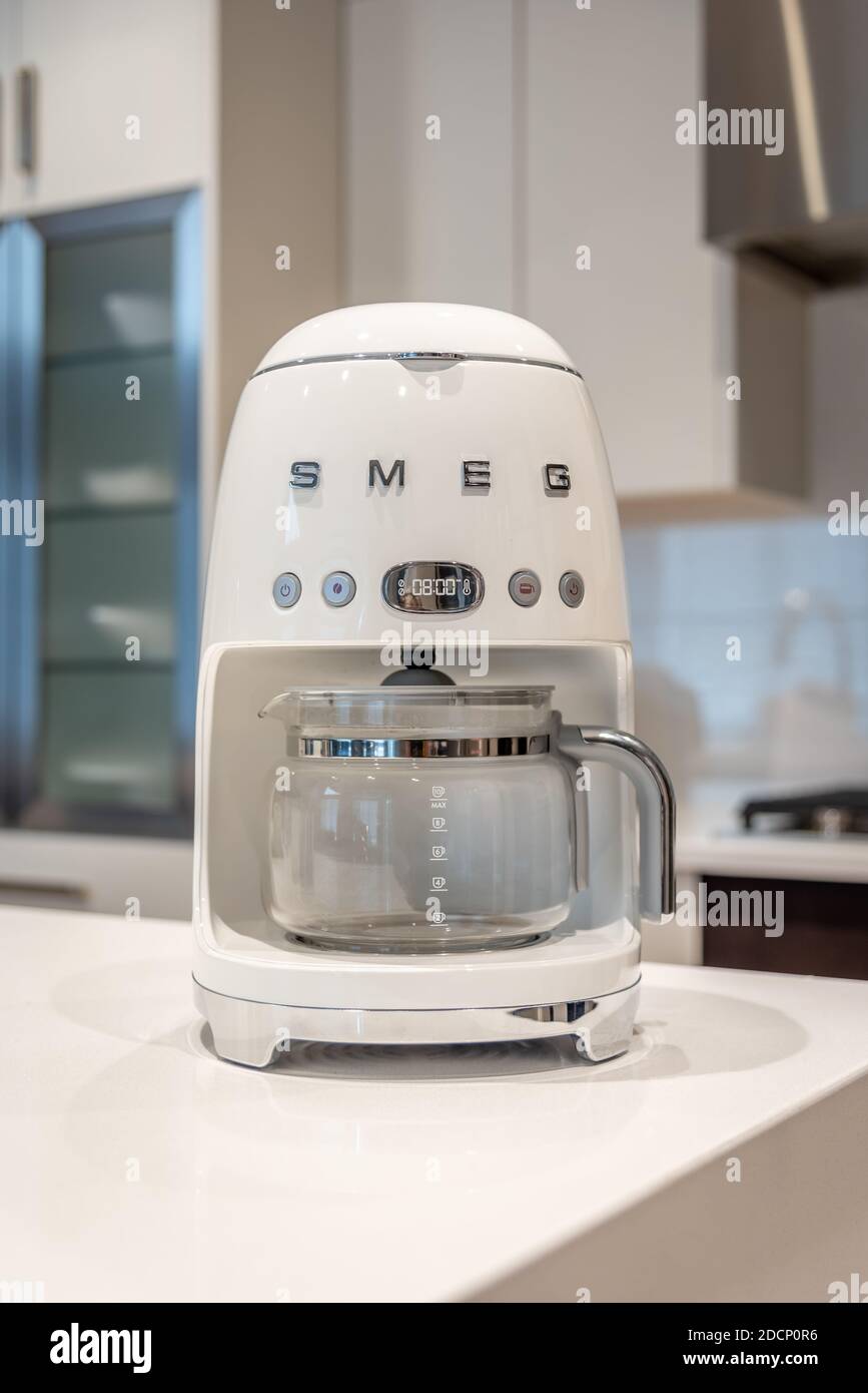 SMEG coffee maker in a modern kitchen Stock Photo Alamy