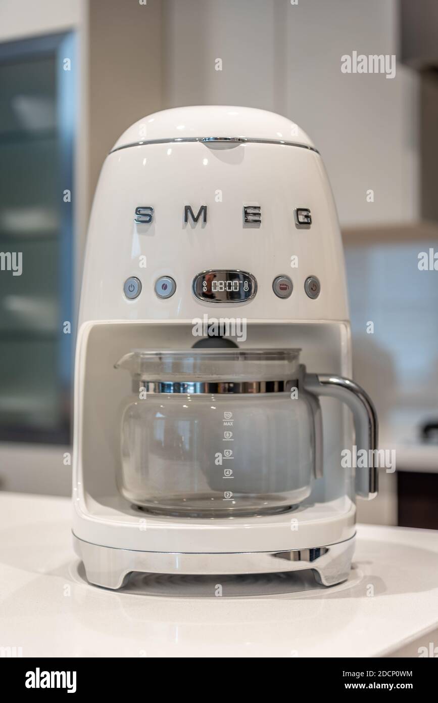 SMEG coffee maker in a modern kitchen Stock Photo Alamy