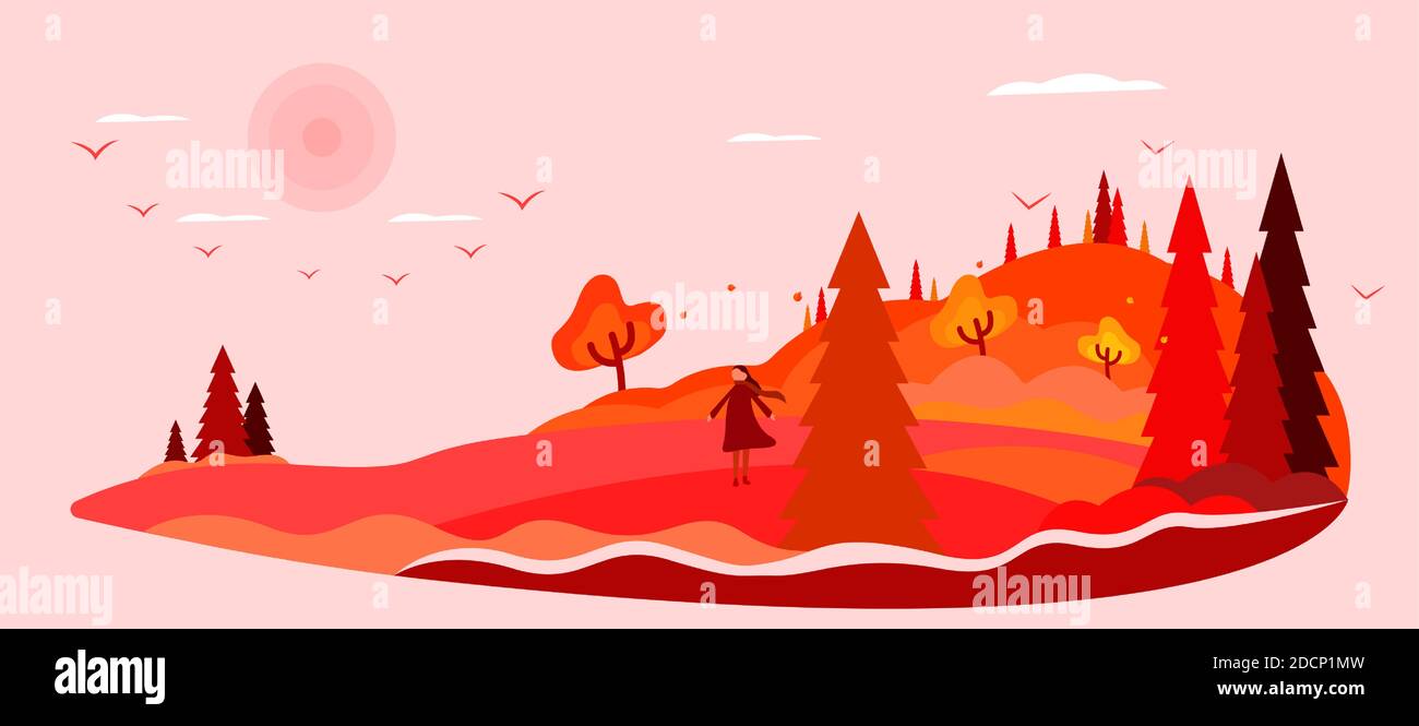 autumn landscape vector illustration. Autumn vector illustration. Stock Vector