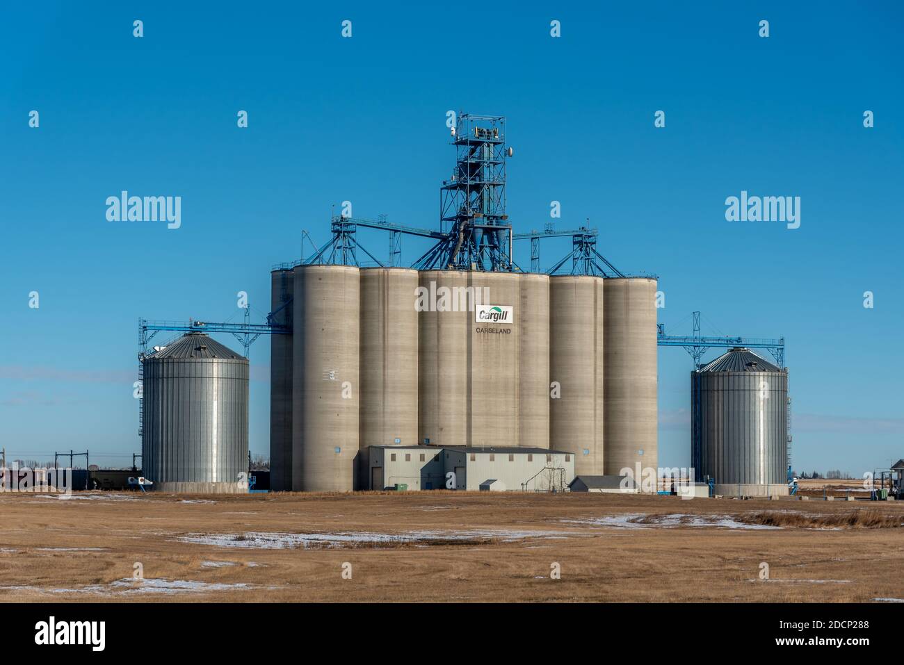 Carseland, Alberta November 21, 2020 Cargill Grain elevator outside