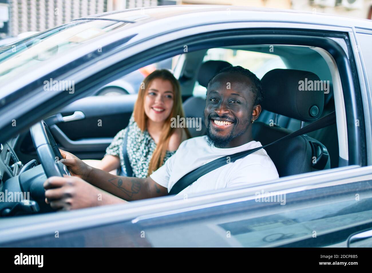 Interracial couple portrait road hi-res stock photography and images - Alamy