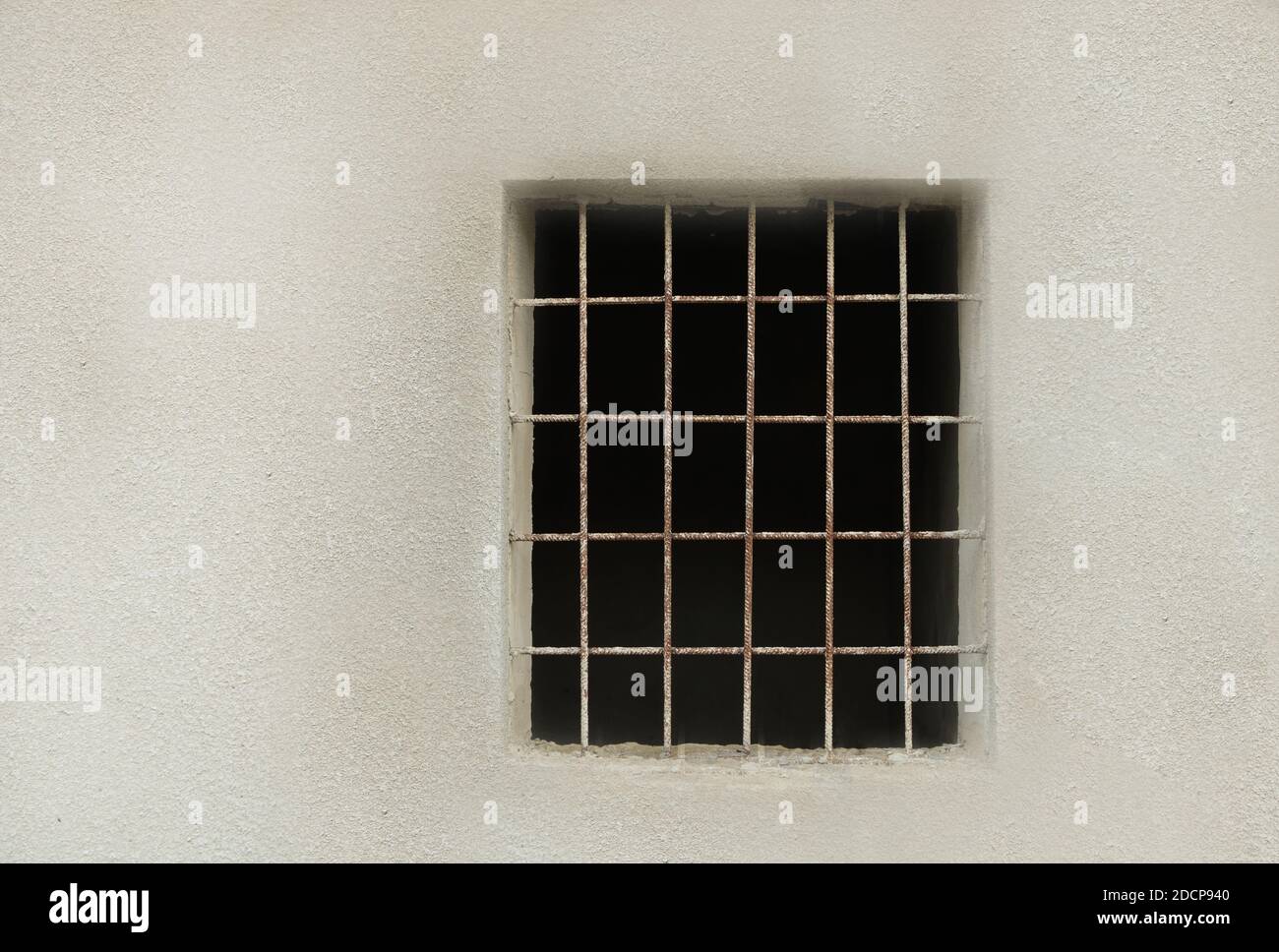 Window with bars to an abandoned house Stock Photo - Alamy