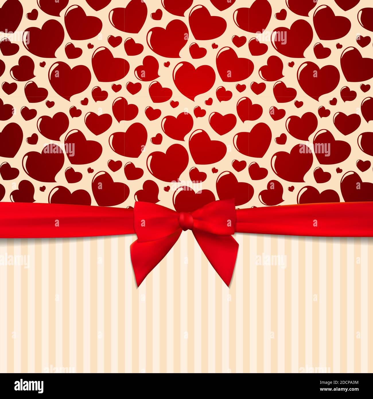 Gift Card with Red Ribbon and Bow. illustration Stock Photo - Alamy