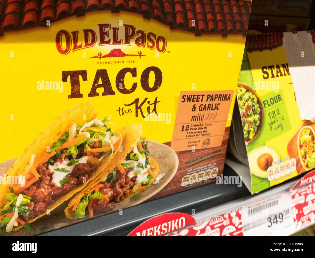 BELGRADE, SERBIA OCTOBER 30, 2020 Old El Paso logo on taco kit boxes