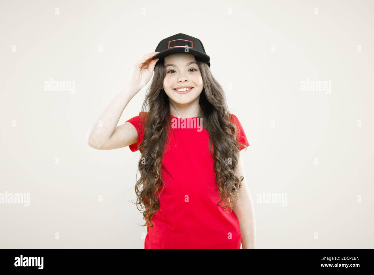 Kids fashion. Girl cute child wear cap 
