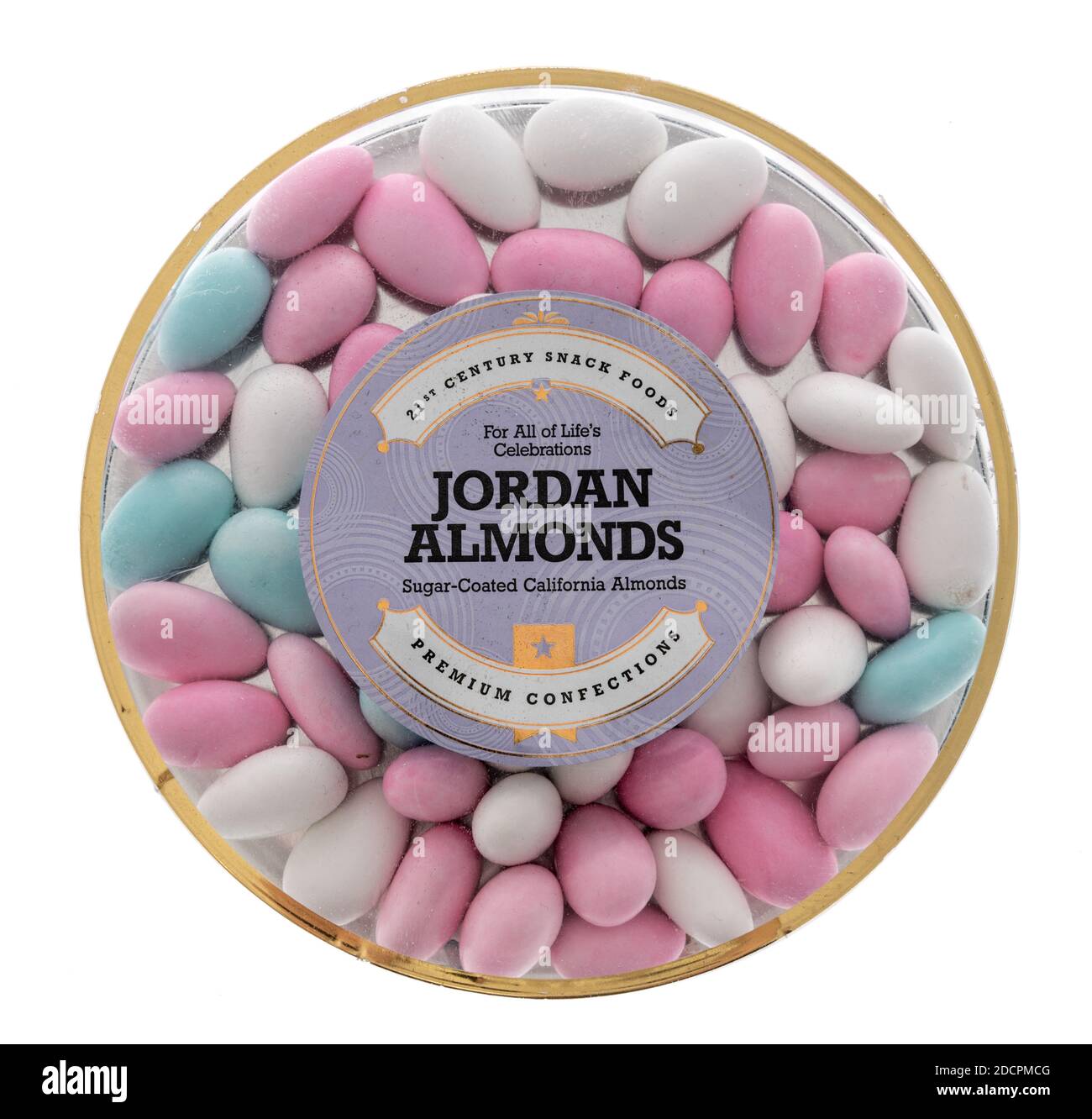 Winneconne, WI -27 October 2020:  A package of Jordan almonds on an isolated background. Stock Photo