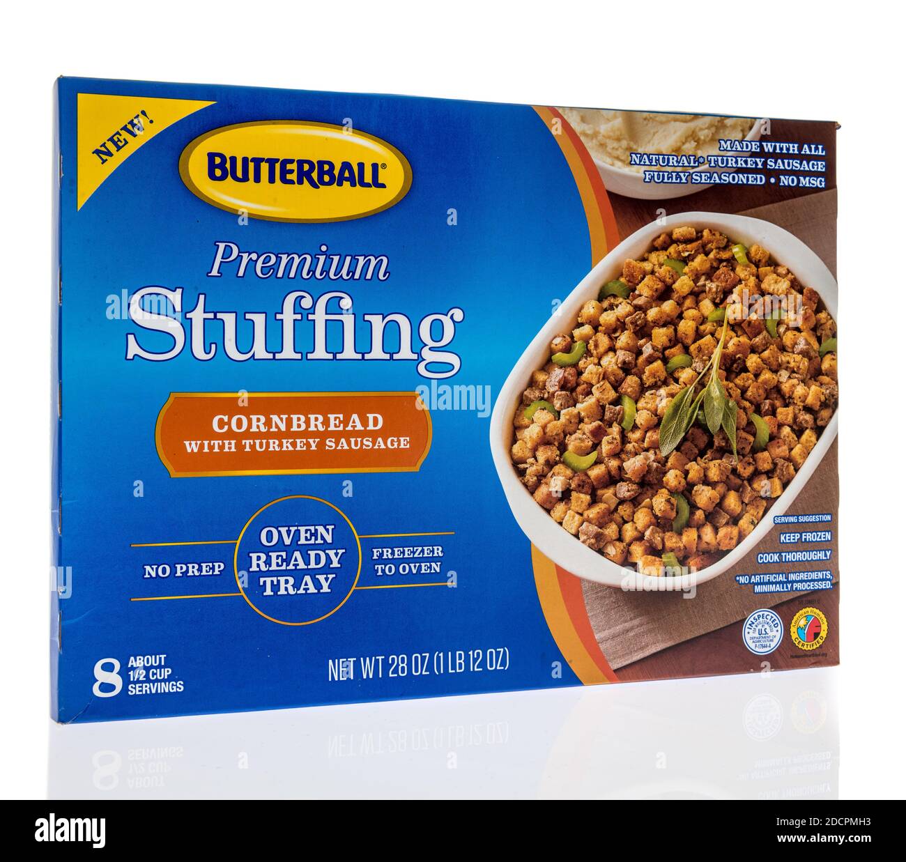 Winneconne, WI -15 November 2020:  A package of Butterball premium stuffing on an isolated background. Stock Photo
