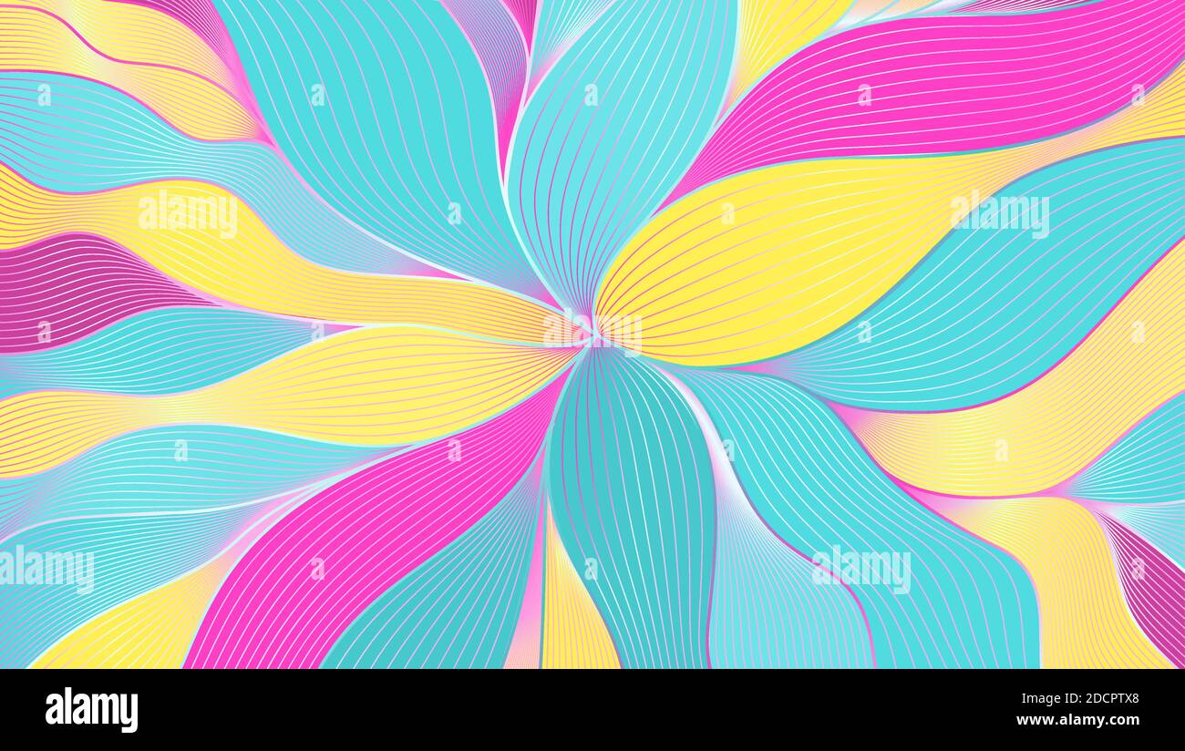 Vector multicolored pattern from wavy lines. Hand drawn abstract lines art. Stock Vector