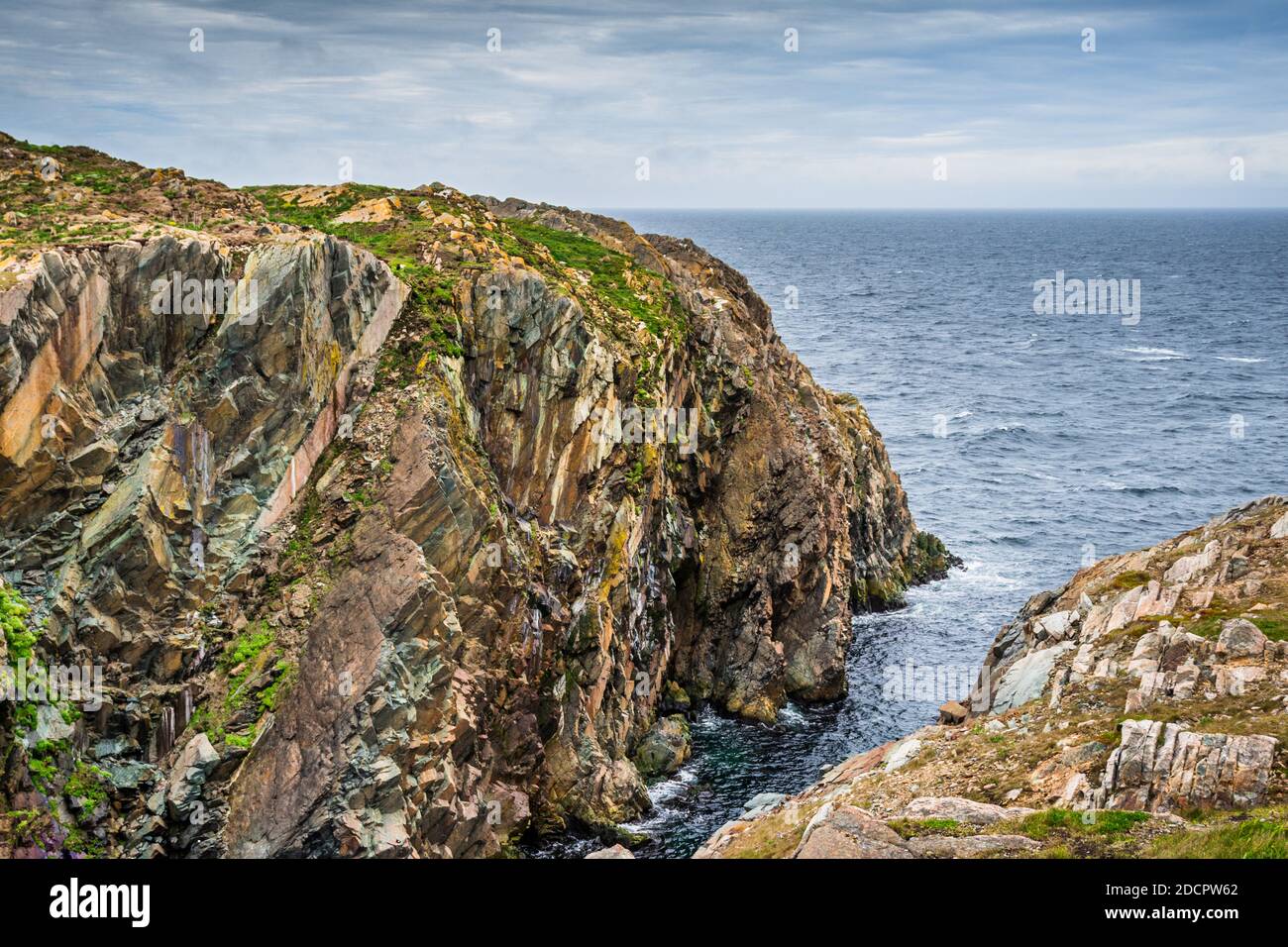 Huge rocks facing the Atlantic ocean - Bonavista, Newfoundland, Canada. Scenes from Bonavista, Newfoundland Stock Photo