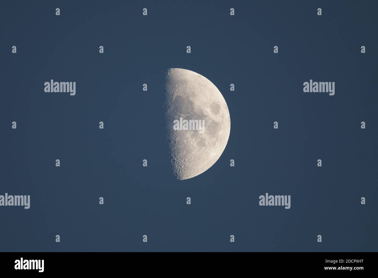 Waxing halfmoon with 58 percent visibility at dusk Stock Photo Alamy