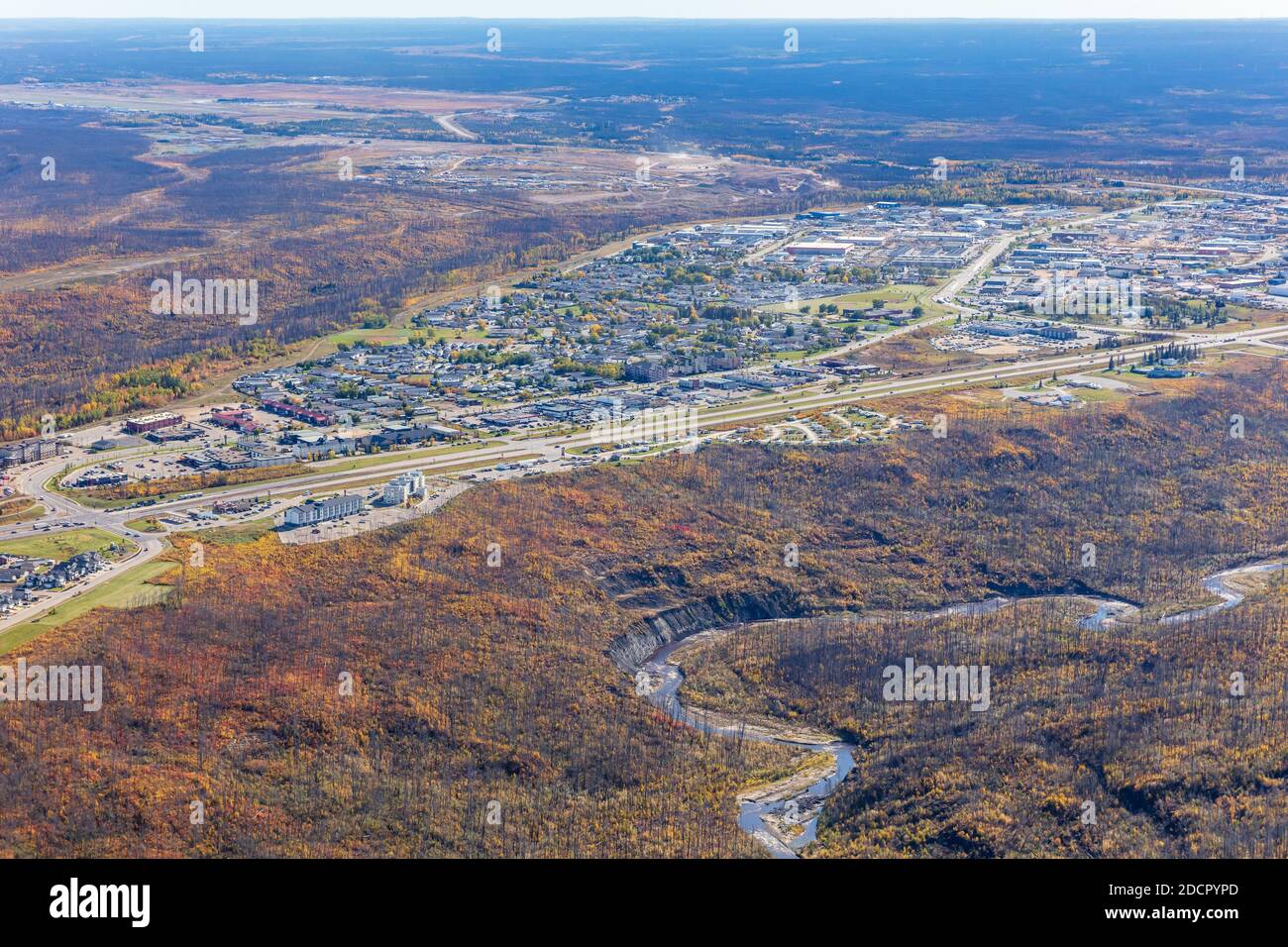Gregoire area and MacKenzie Industrial Park in Fort McMurray, Alberta Canada. Stock Photo