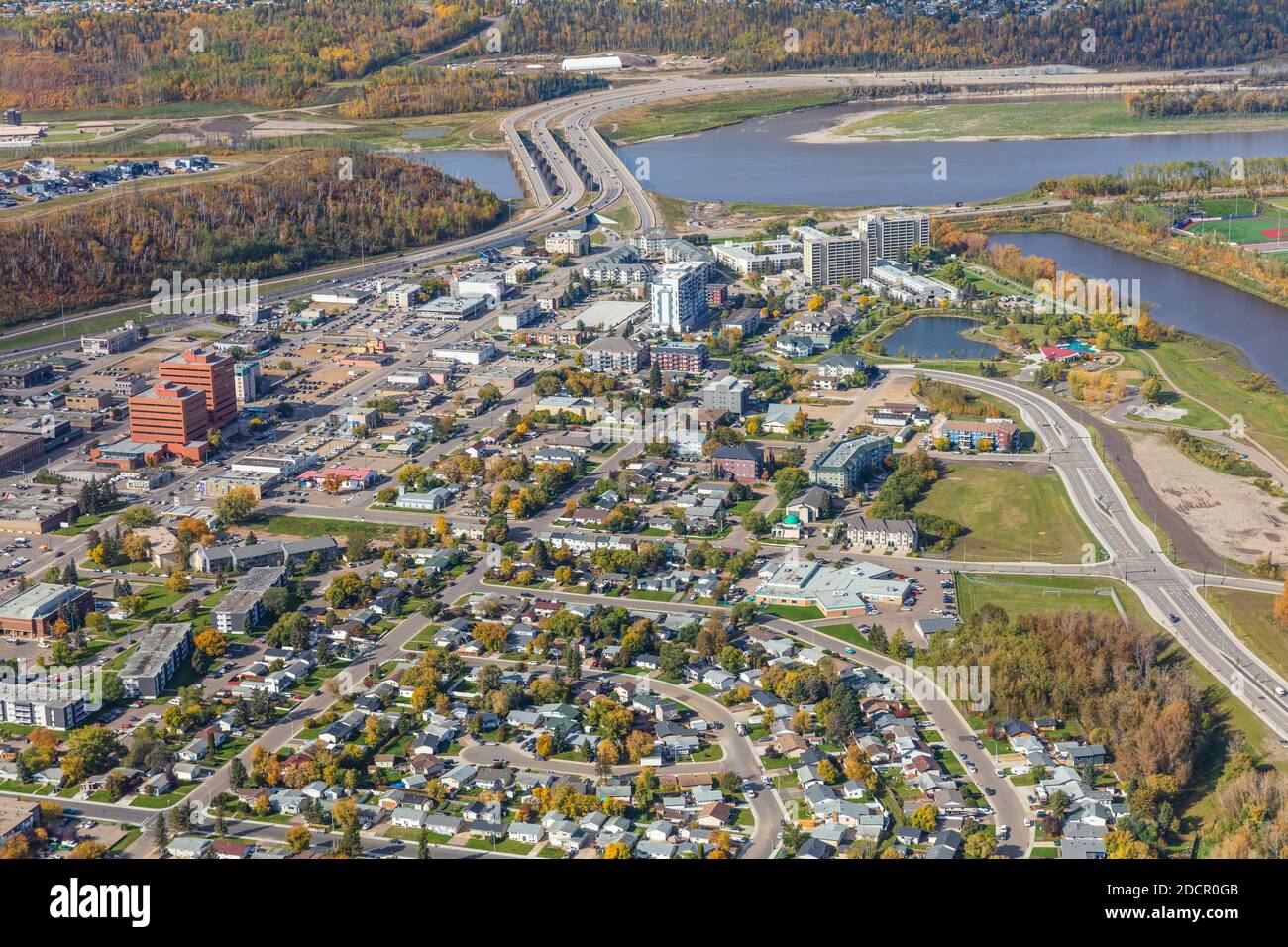 Aerial photo of downtown Fort McMurray, Alberta Canada Stock Photo Alamy