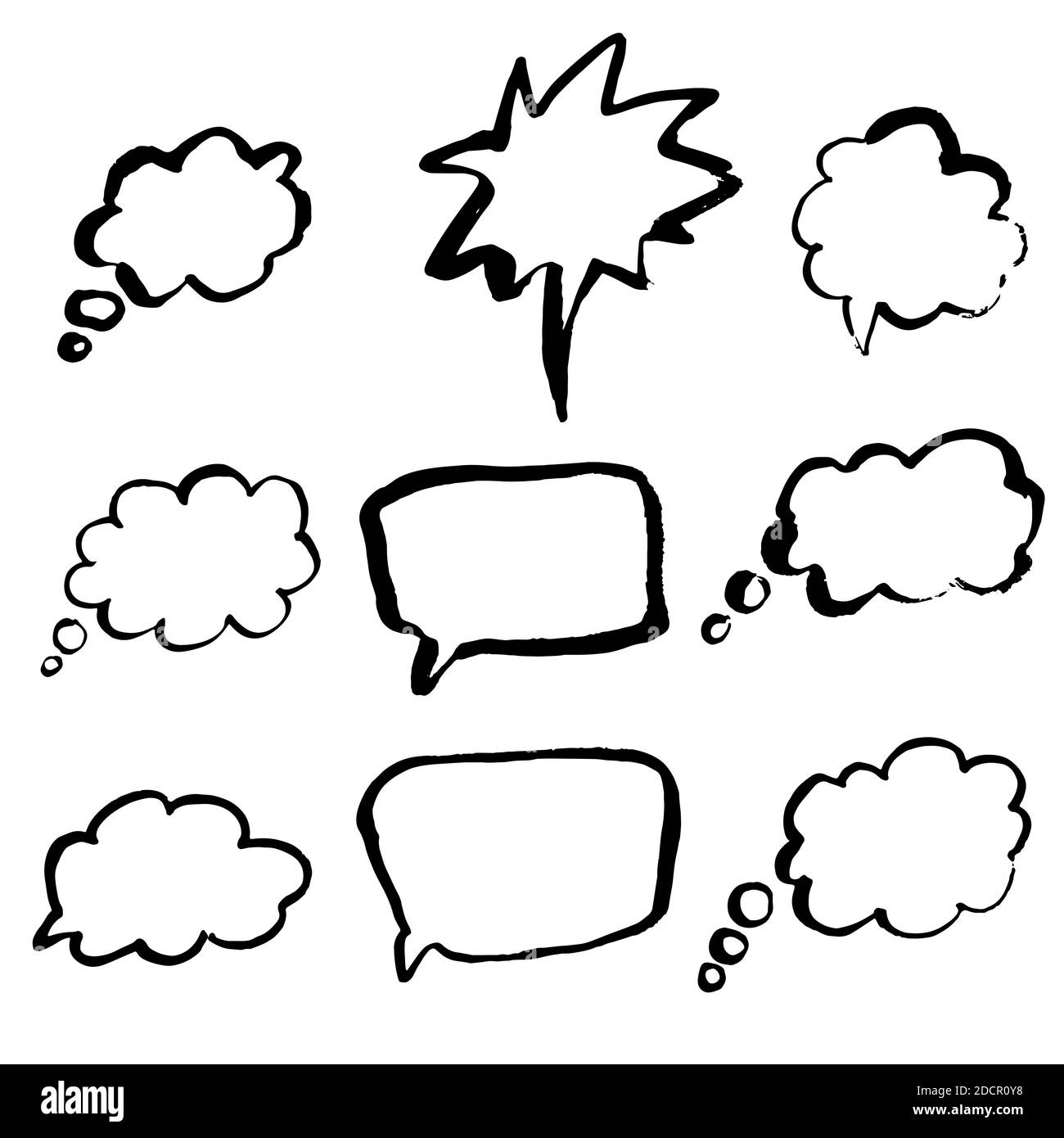 Hand drawn brush grunge speech bubbles set. Vector illustration Stock ...
