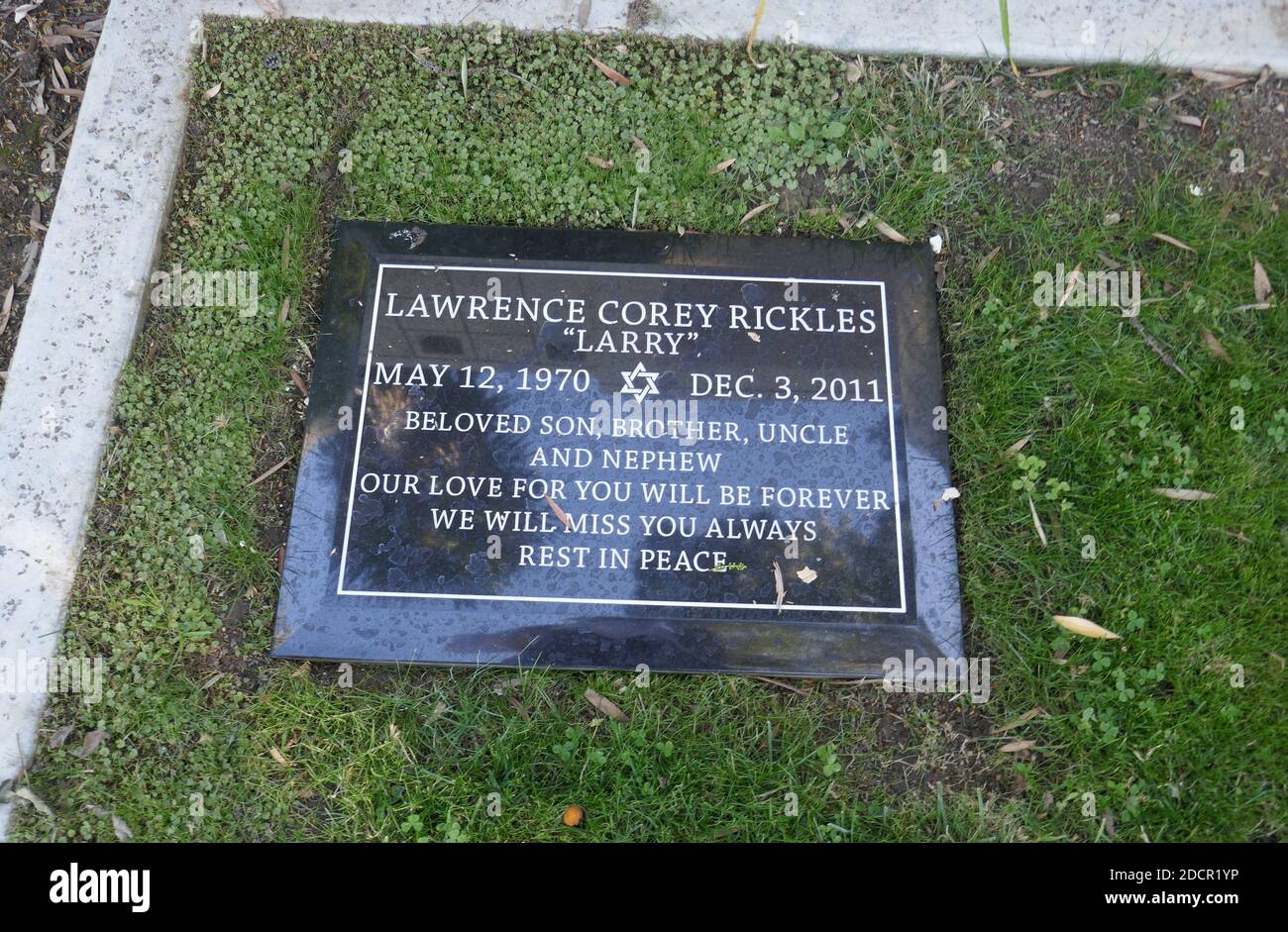 Los Angeles, California, USA 17th November 2020 A general view of atmosphere of screenwriter Larry Rickles Grave at Mount Sinai Cemetery Hollywood Hills on November 17, 2020 in Los Angeles, California, USA. Photo by Barry King/Alamy Stock Photo Stock Photo
