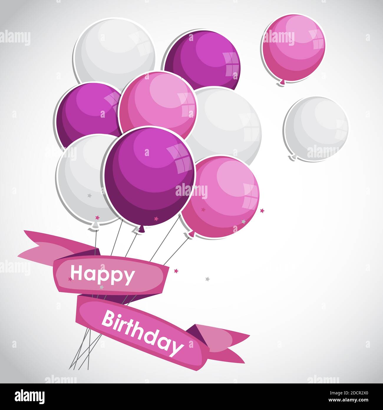 Color Glossy Happy Birthday Balloons Banner Background Illustration ...