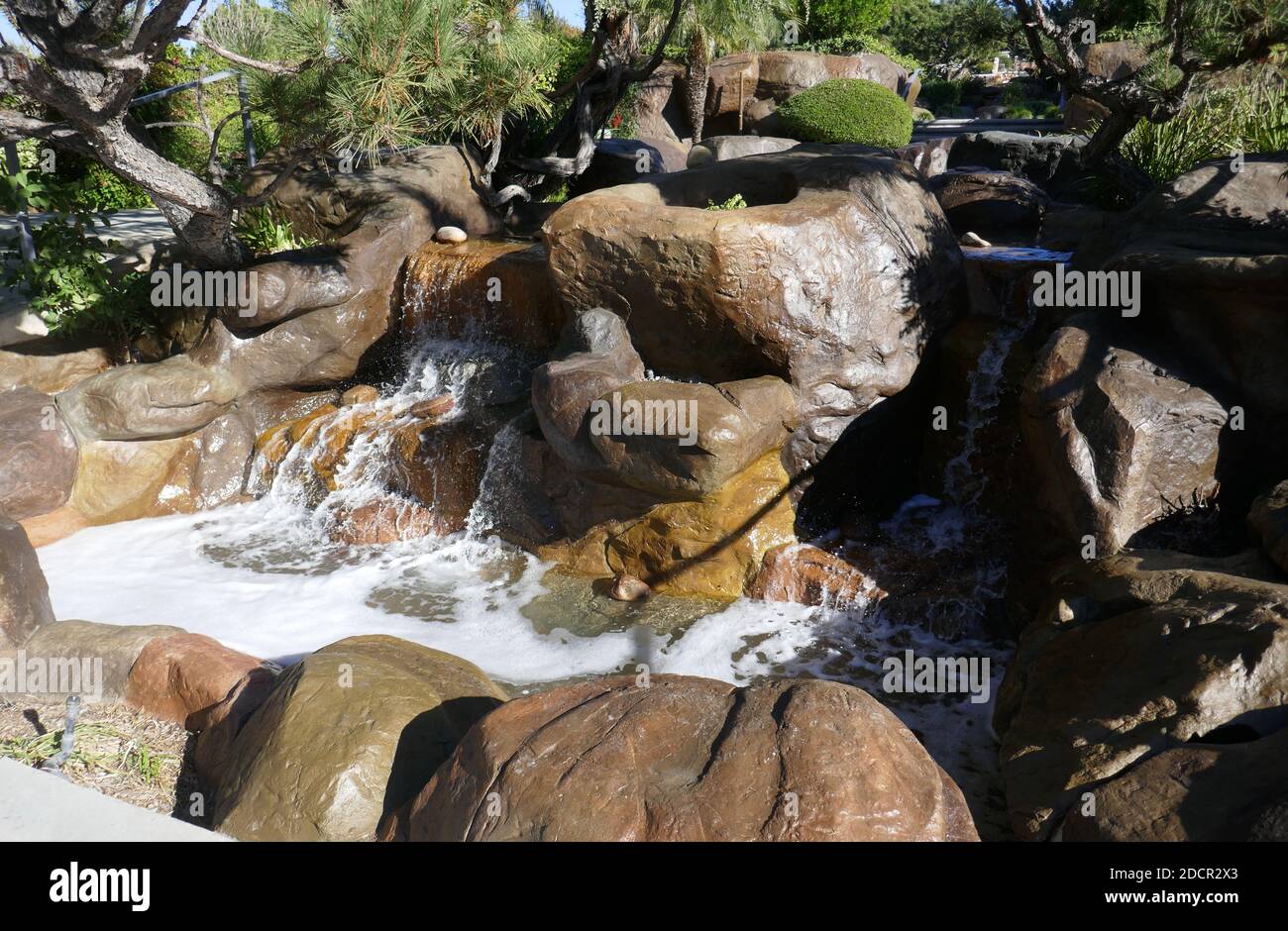 Los Angeles, California, USA 17th November 2020 A general view of atmosphere of waterfalls at Mount Sinai Cemetery Hollywood Hills on November 17, 2020 in Los Angeles, California, USA. Photo by Barry King/Alamy Stock Photo Stock Photo