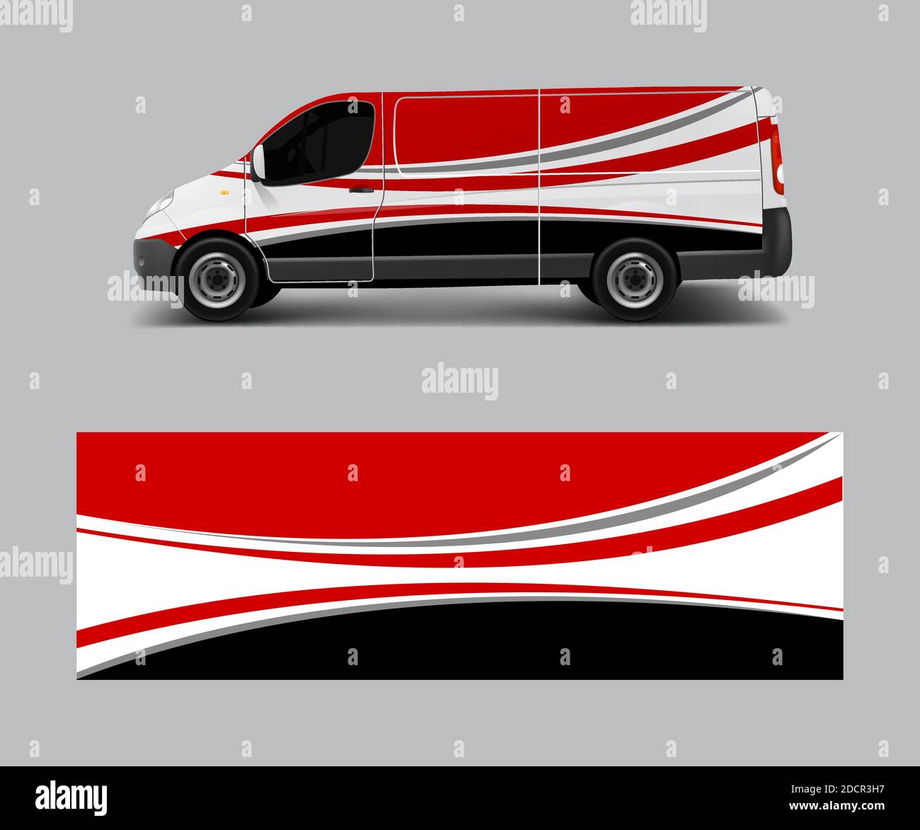Van Wrap design template vector with wave shapes decal wrap and Van Wrap design template vector with wave shapes decal wrap and