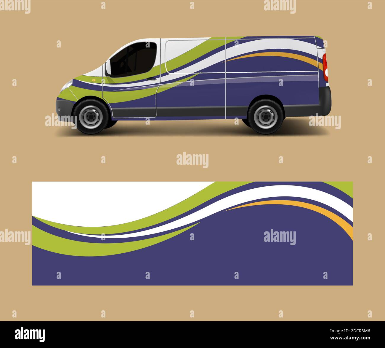 Van Wrap design template vector with wave shapes, decal, wrap, and ...