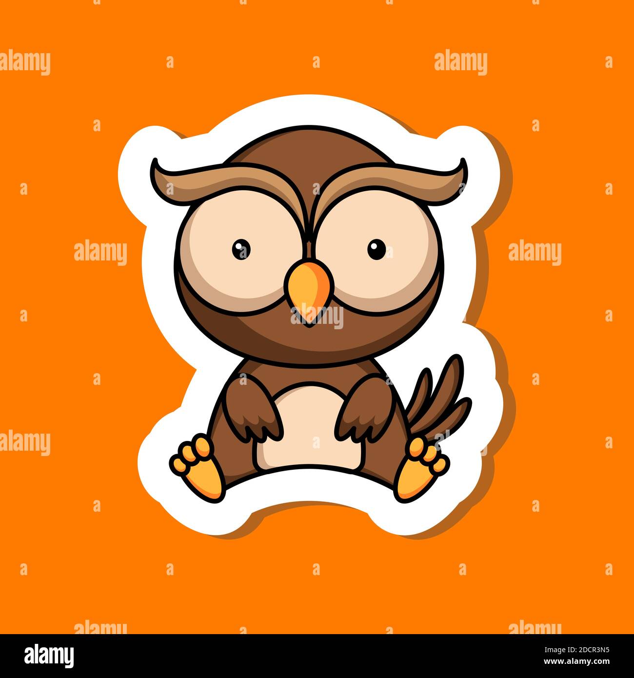 Cute cartoon sticker little owl logo template. Mascot animal character  design of album, scrapbook, greeting card, invitation, flyer, sticker, card  Stock Vector Image & Art - Alamy