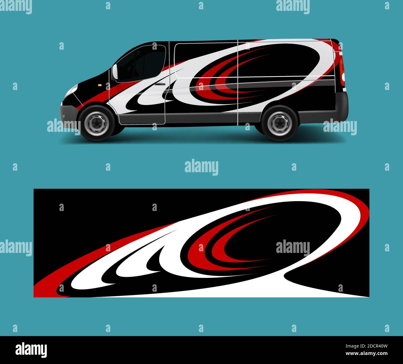 Van Wrap design template vector with wave shapes, decal, wrap, and ...