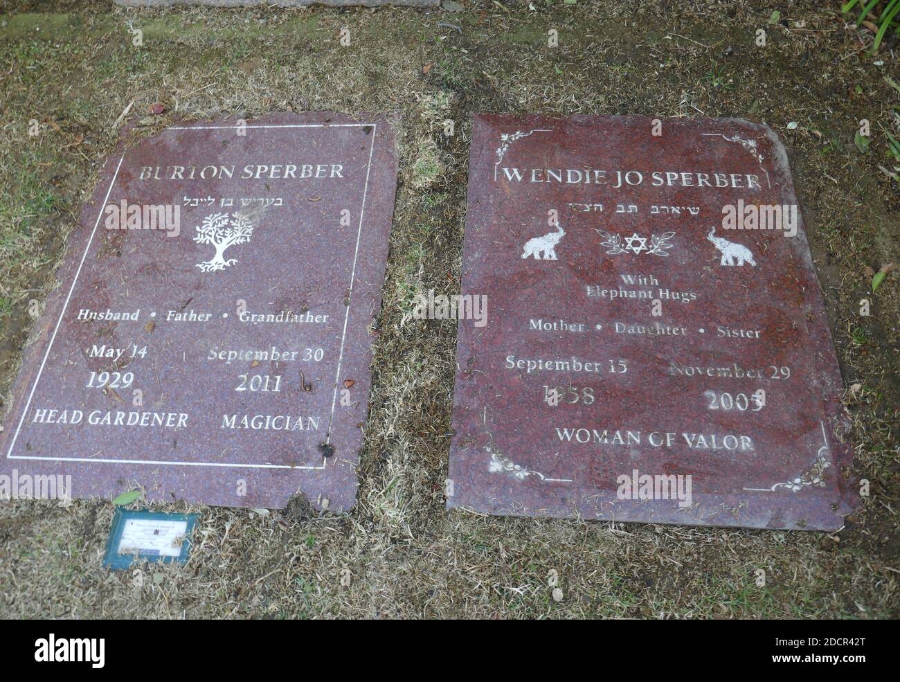 Los Angeles, California, USA 17th November 2020 A general view of atmosphere of actress Wendie Jo Sperber's Grave and her father Burton Sperber and mother Charlene Sperber's graves at Mount Sinai Cemetery Hollywood Hills on November 17, 2020 in Los Angeles, California, USA. Photo by Barry King/Alamy Stock Photo Stock Photo