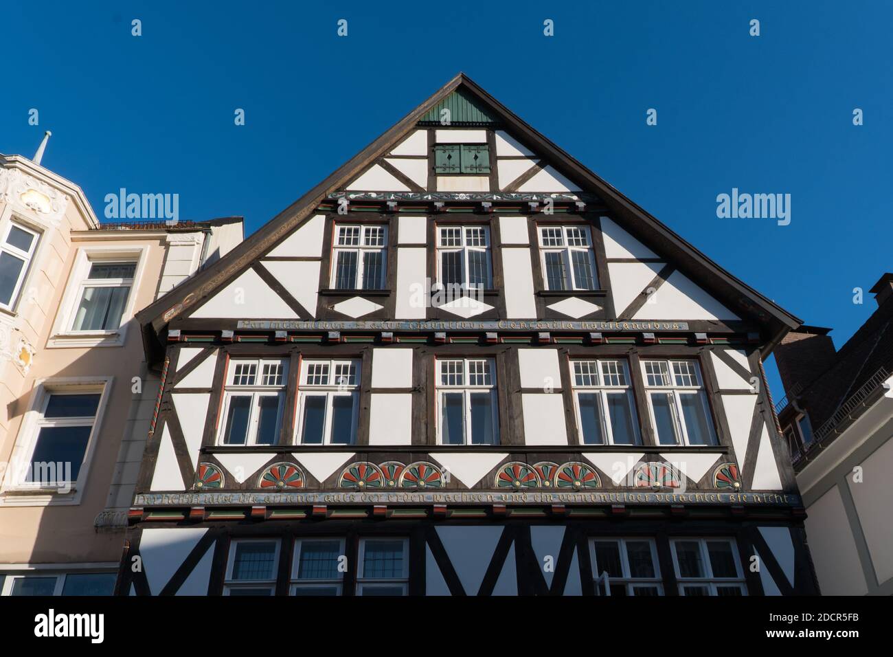 Half-timbered houses in the city of Detmold, Germany Stock Photo
