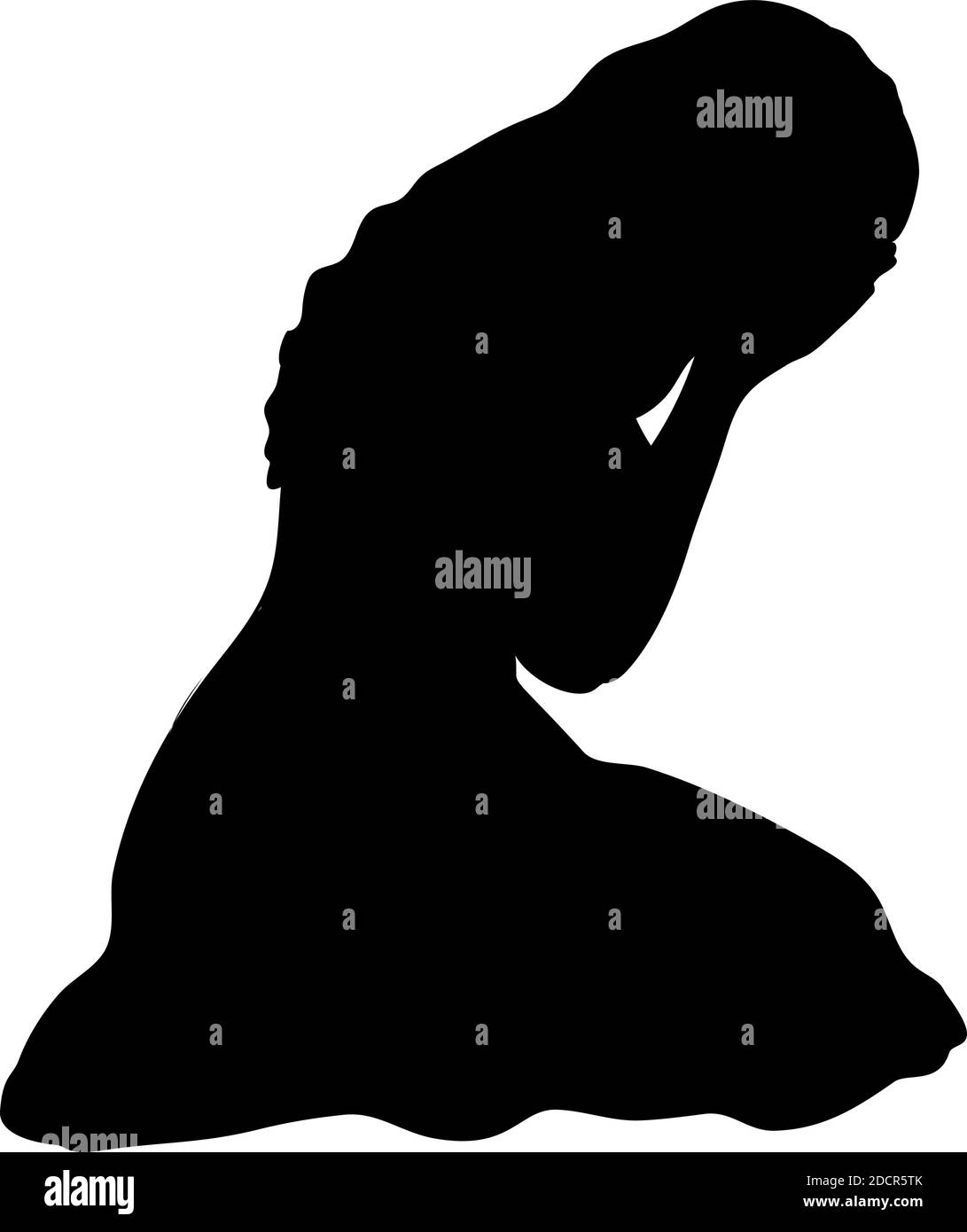 Silhouette of girl sitting on her knees crying Stock Vector