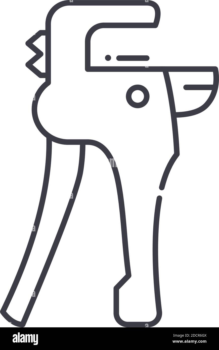 Plastic pipe cutter concept icon, linear isolated illustration, thin