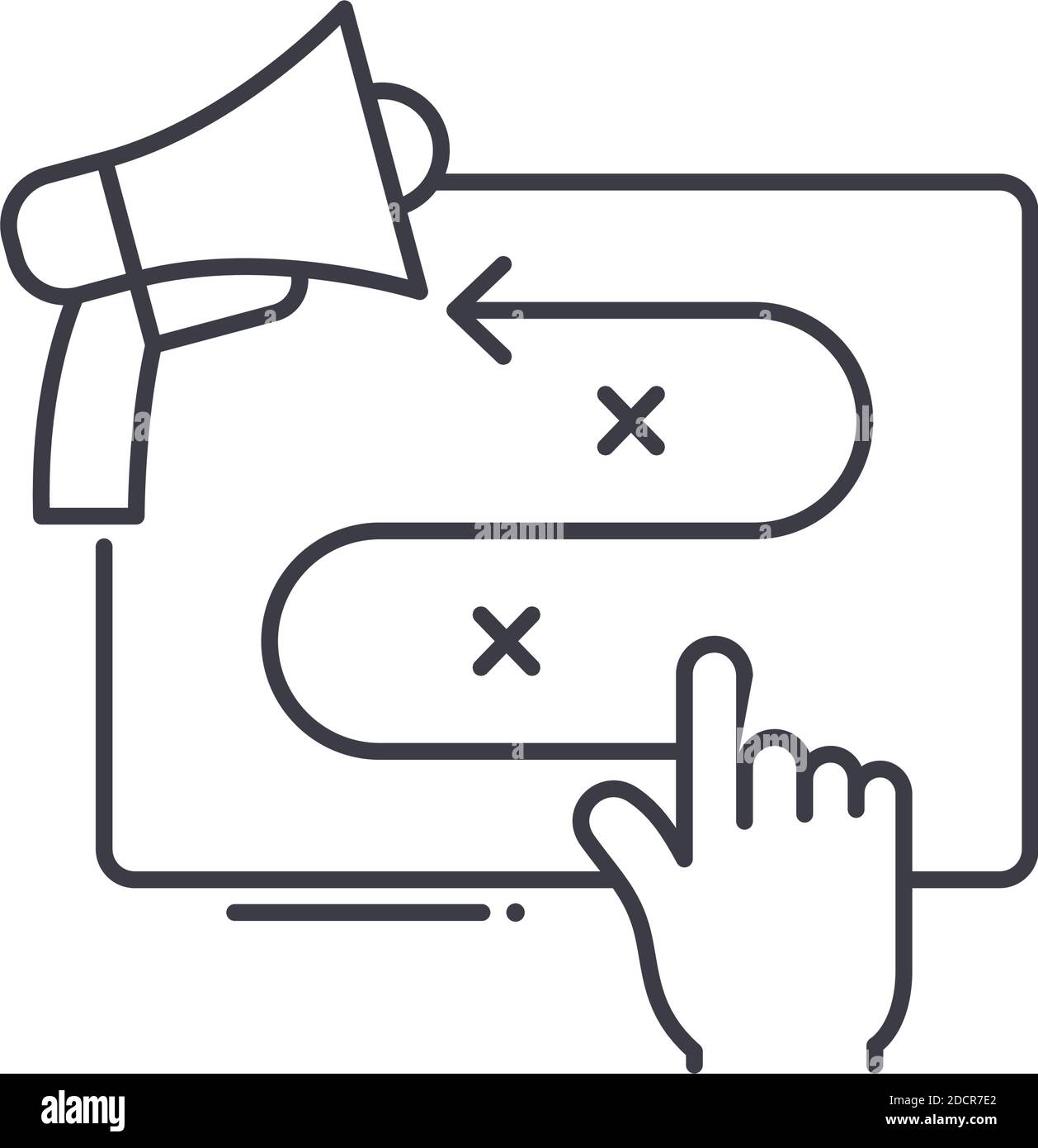 Marketing strategy icon, linear isolated illustration, thin line vector ...