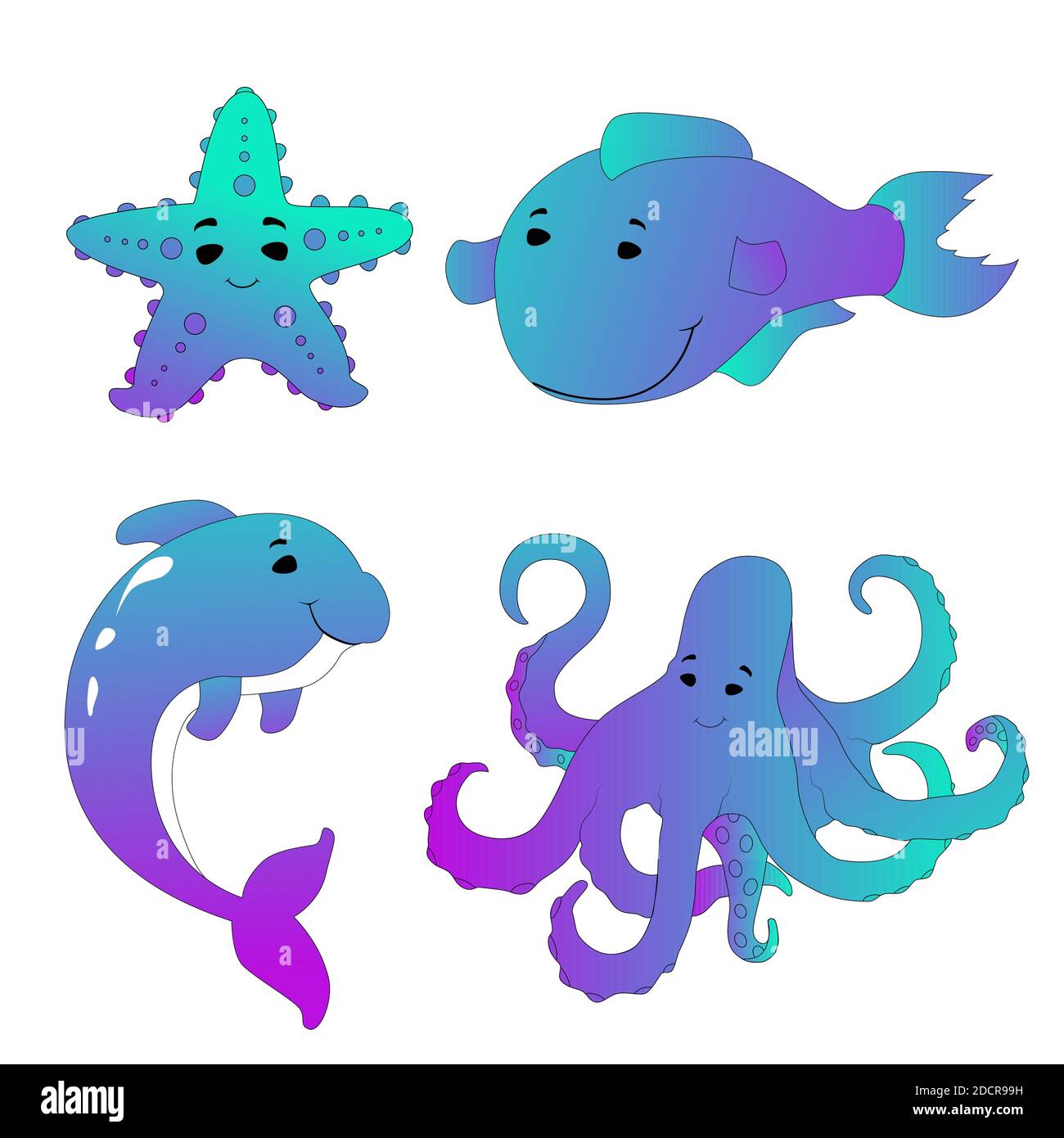Set of cute sea animals. Series of marine animals in color on a white background. Collection of fish and sea animals. Cartoon gradient flat vector Stock Vector Image & Art - Alamy Set of cute sea animals. Series of marine animals in color on a white background. Collection of fish and sea animals. Cartoon gradient flat vector Stock Vector Image & Art - Alamy
