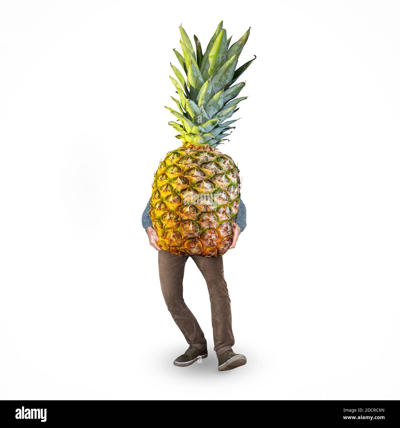 Pineapple on legs isolated on white background Stock Photo