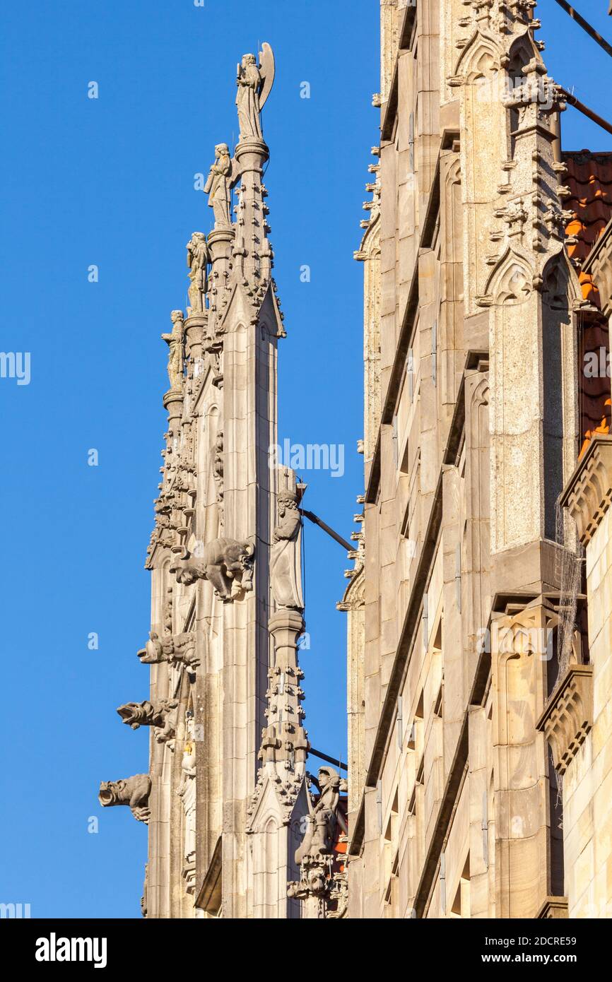 The gable of the historical city hall in Muenster; Muensterland, North Rhine Westphalia, Germany Stock Photo