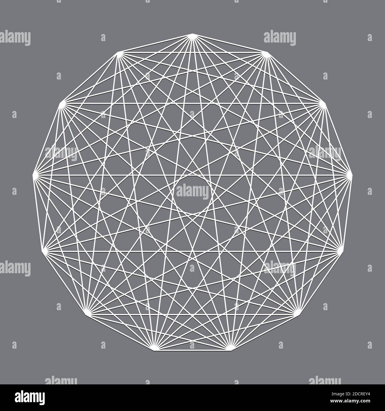 Geometric polygon with diagonal angles drawn. Geometry vector design ...