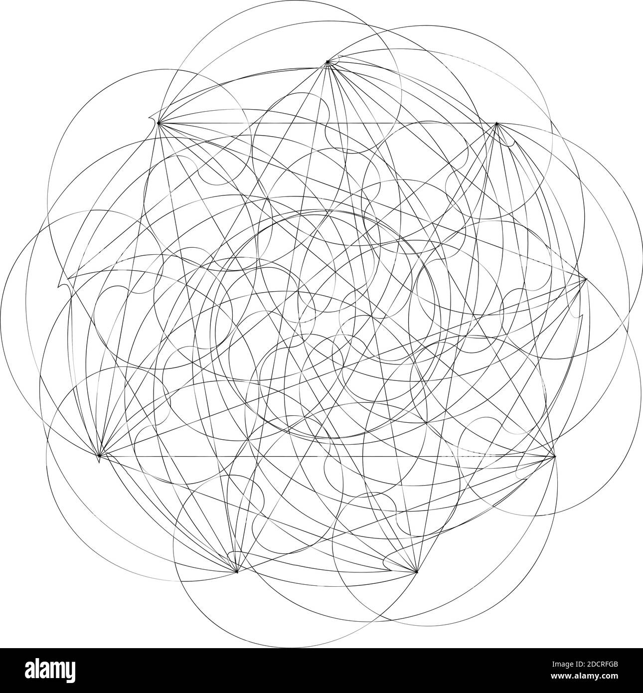 Squiggly random sketch, sketchy random lines. Tangled lines. Knot design element. Wiggly, curvy